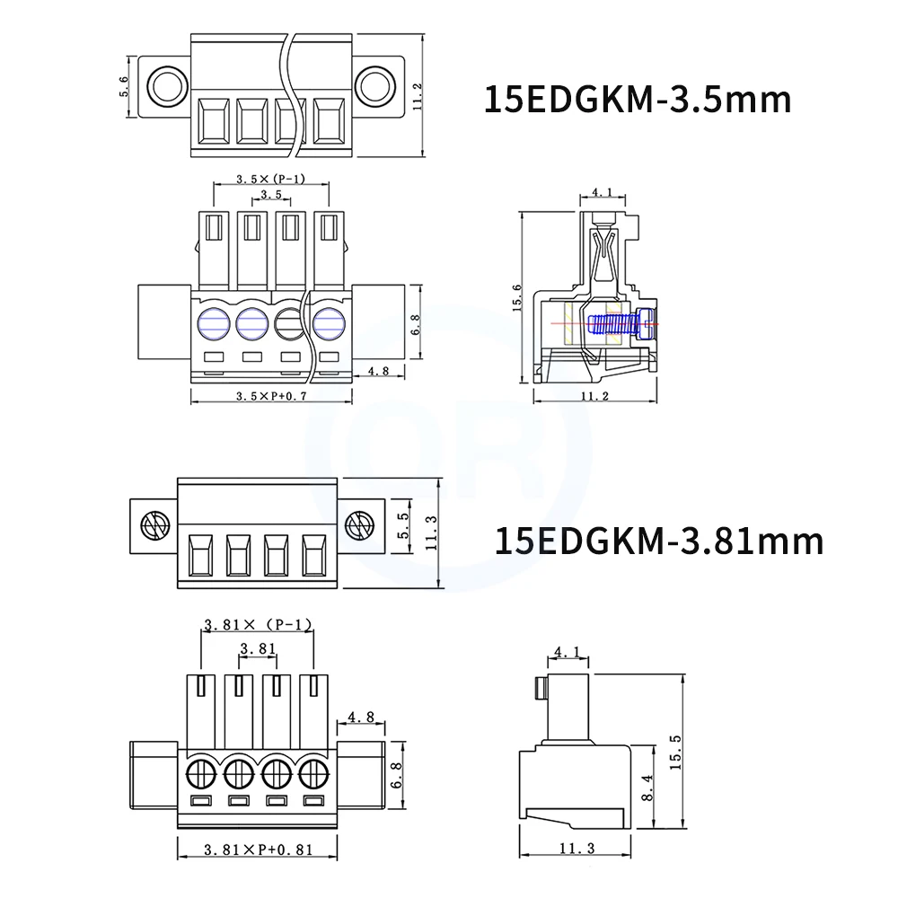 (1 Set) 15EDGKPMA 3.81mm 3.5mm Bulkhead Terminal Block KF 15EDGKM with Double Flange Panel Solderless Pair Set 2EDGKPMA 3.5 3.81