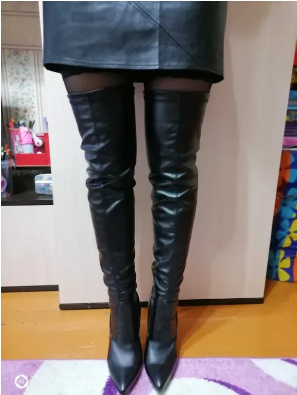 

Metal Heels Size 41-46 Women's Over The Knee Boots With Back Zip Comfort Women Shoes