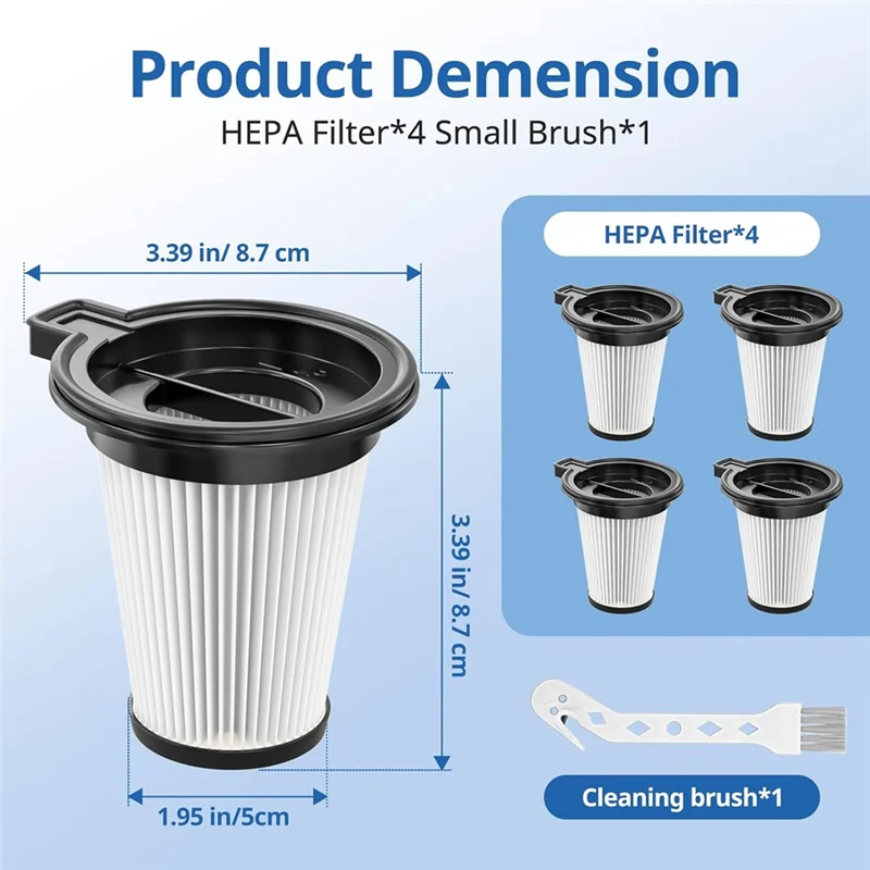 فلاتر بديلة A01V مناسبة للمكنسة الكهربائية اللاسلكية Wyze، فلتر HEPA قابل للإزالة والغسل 4 قطع بديلة