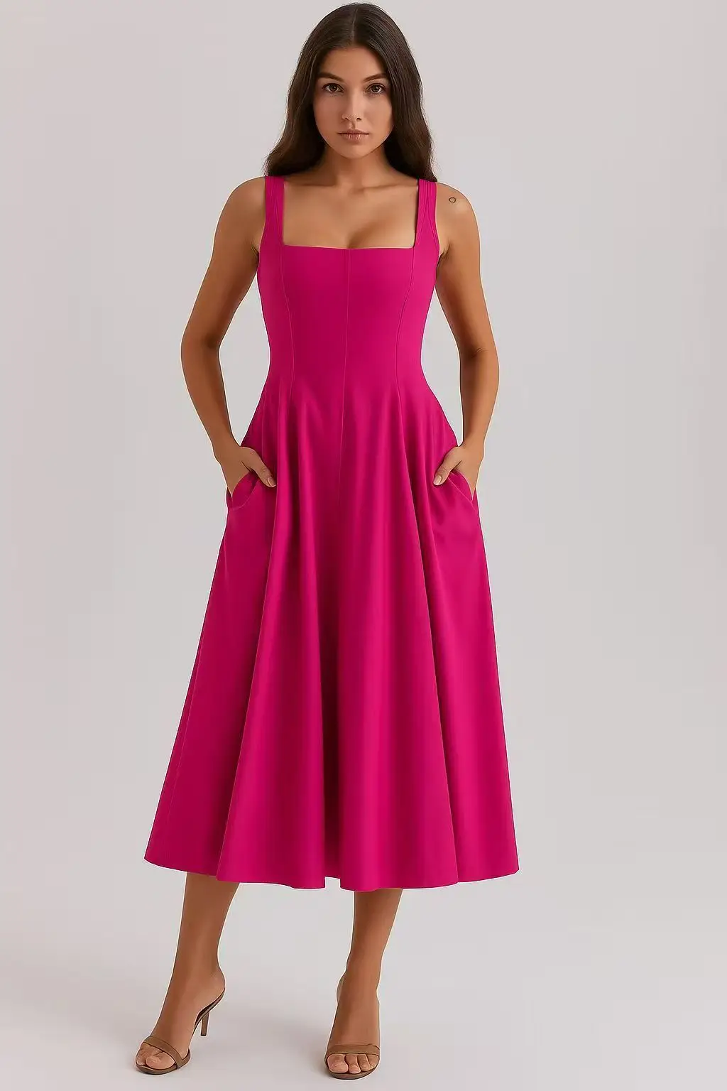 Sexy bloemen midi corset zomerjurk dames zomerjurk hoge taille slipjurk dameskleding zomer rood roze blauw bruin 2026 jurk