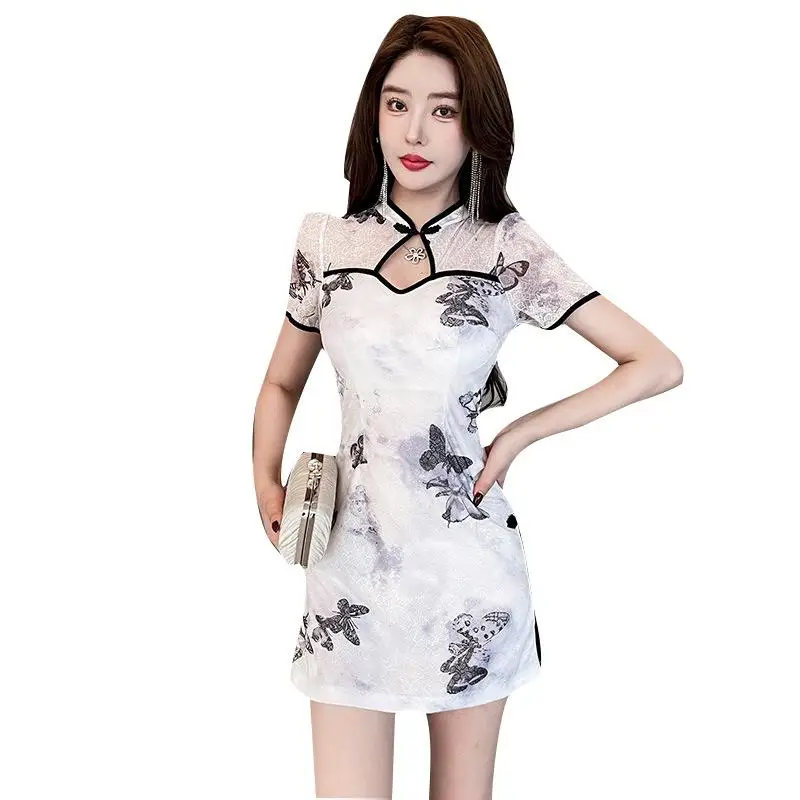 Cheongsam Dress Women's Spa Uniform Sexy Slim Fit Hip Hugging Skirt Beauty Hairdressing Clothes Foot Bath Massage Work Clothes