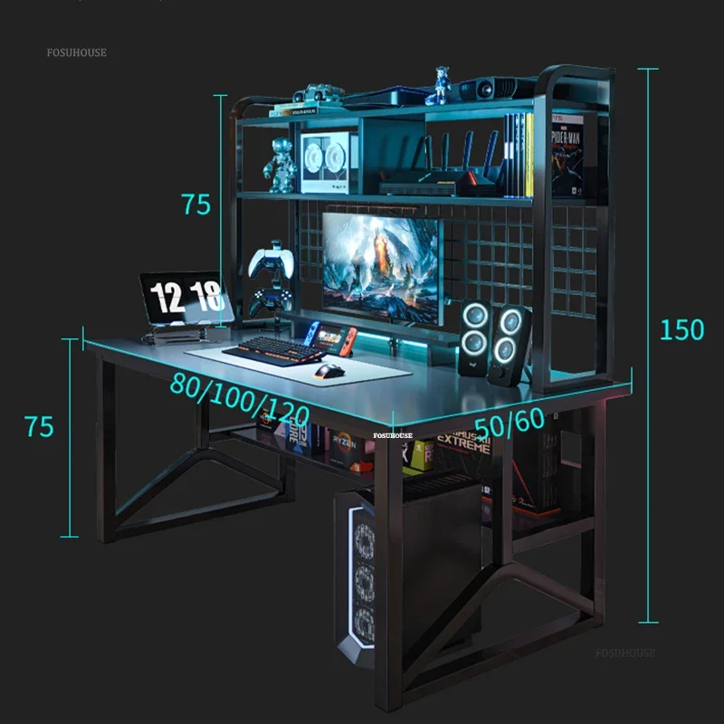 E-sports Gaming Table and Chair Combination Nordic Desktop Computer Desks Simple Home Bedroom Bookshelf Integrated Student Desk