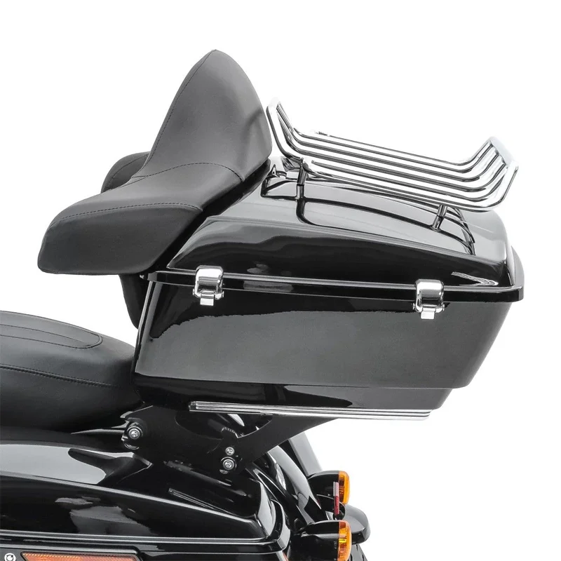 Portabagagli nero per moto tritato + supporto per cuscino per schienale supporto per cuscino posteriore per Harley Tour Pak Touring 2014-2021