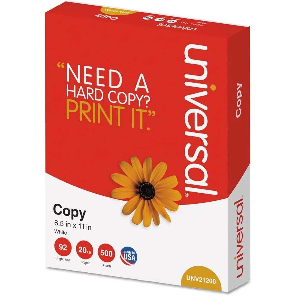유니버설 21200 복사용지, 고광택 92%, 20lb 중량, 8.5 x 11 인치, 흰색 (5000매/케이스)