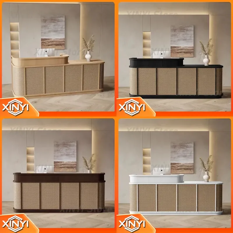 Fashion Boutique Checkout Counter for Shop Reception Desk Green Wood Color Cash Counter Wooden Front Desk Salon Furniture