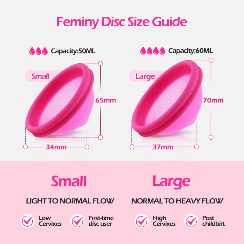 Hypoallergenic Certified Menstrual Disc Reusable 100% Silicone Disk Women\'s Menstrual Collector Period Flat Menstrual Cup Disco