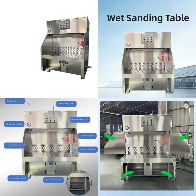 For Environmental Protection Wet Grinding Dust Table Stainless Steel Water Grinding Vacuum Cabinet Explosion-Proof
