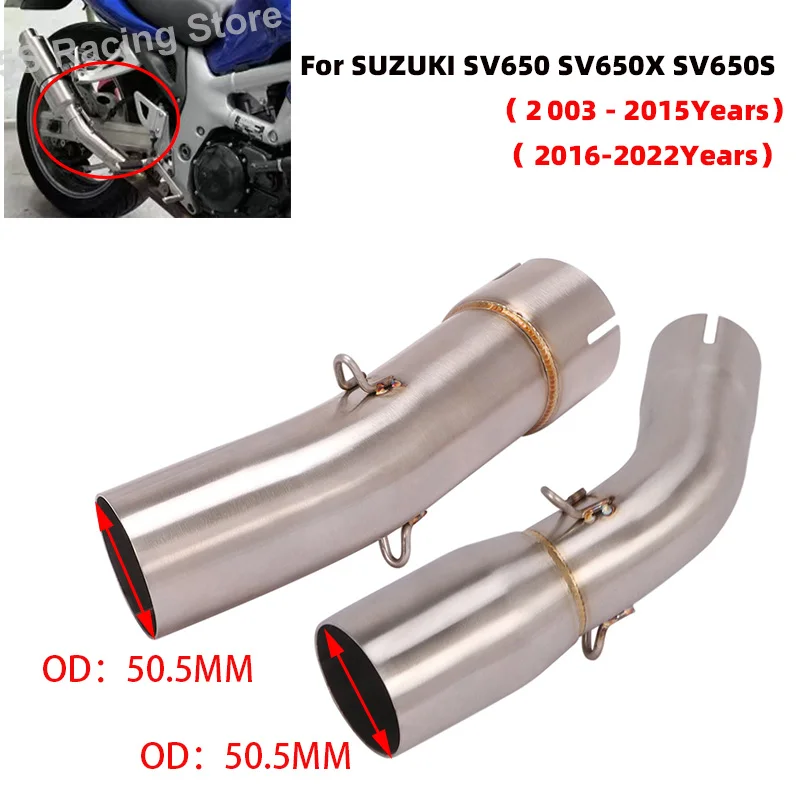 For SUZUKI SV650 SV650X SV650S 2003 - 2020 2021 2022 Motorcycle Exhaust Escape Modified Mid Link Pipe Connecting 51mm Muffler