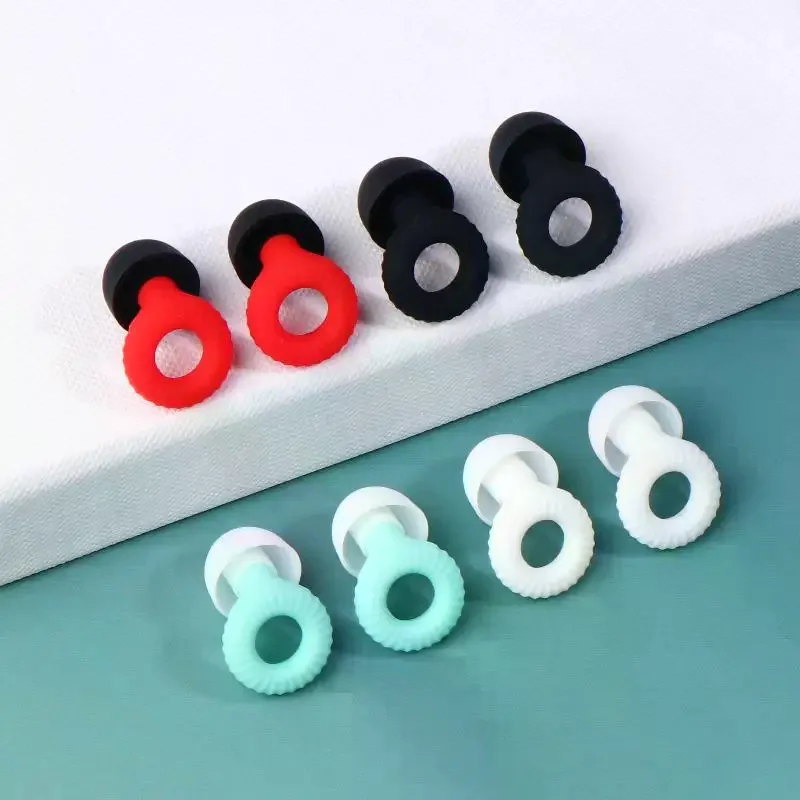 1 مجموعة رقيقة جدا حلقة شكل النوم المعونة سدادات قابلة لإعادة الاستخدام سيليكون الأذن التوصيل مقاوم للماء السباحة سدادة الأذن الحفل حماية السمع #2