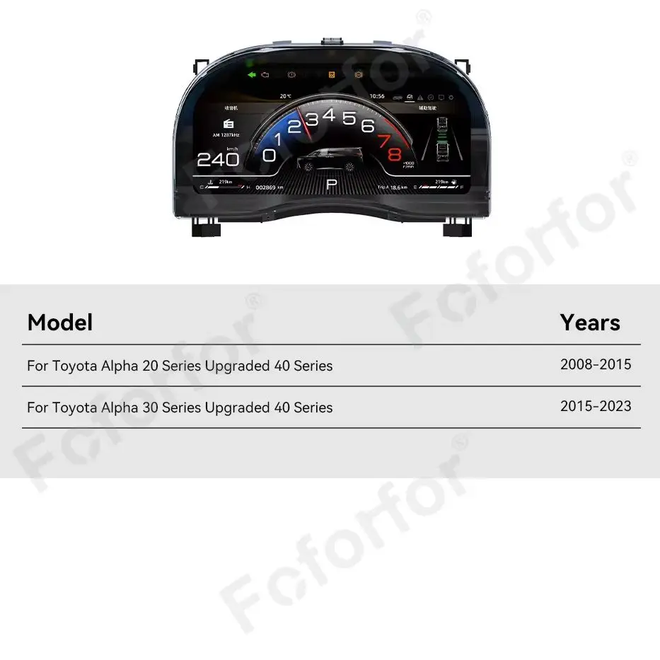 LCD Instrument Panel For Toyota Alphard 20/30 Series Upgrade 40 Series LCD Instrument Cluster Speedometer Cockpit Head Unit-