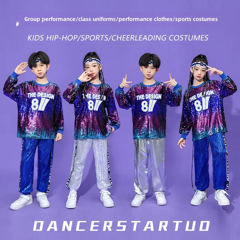 

Children's Games Costumes Hip-hop Sequins Primary and Secondary School Cheerleading Jazz Street Dance Group Performance Costumes