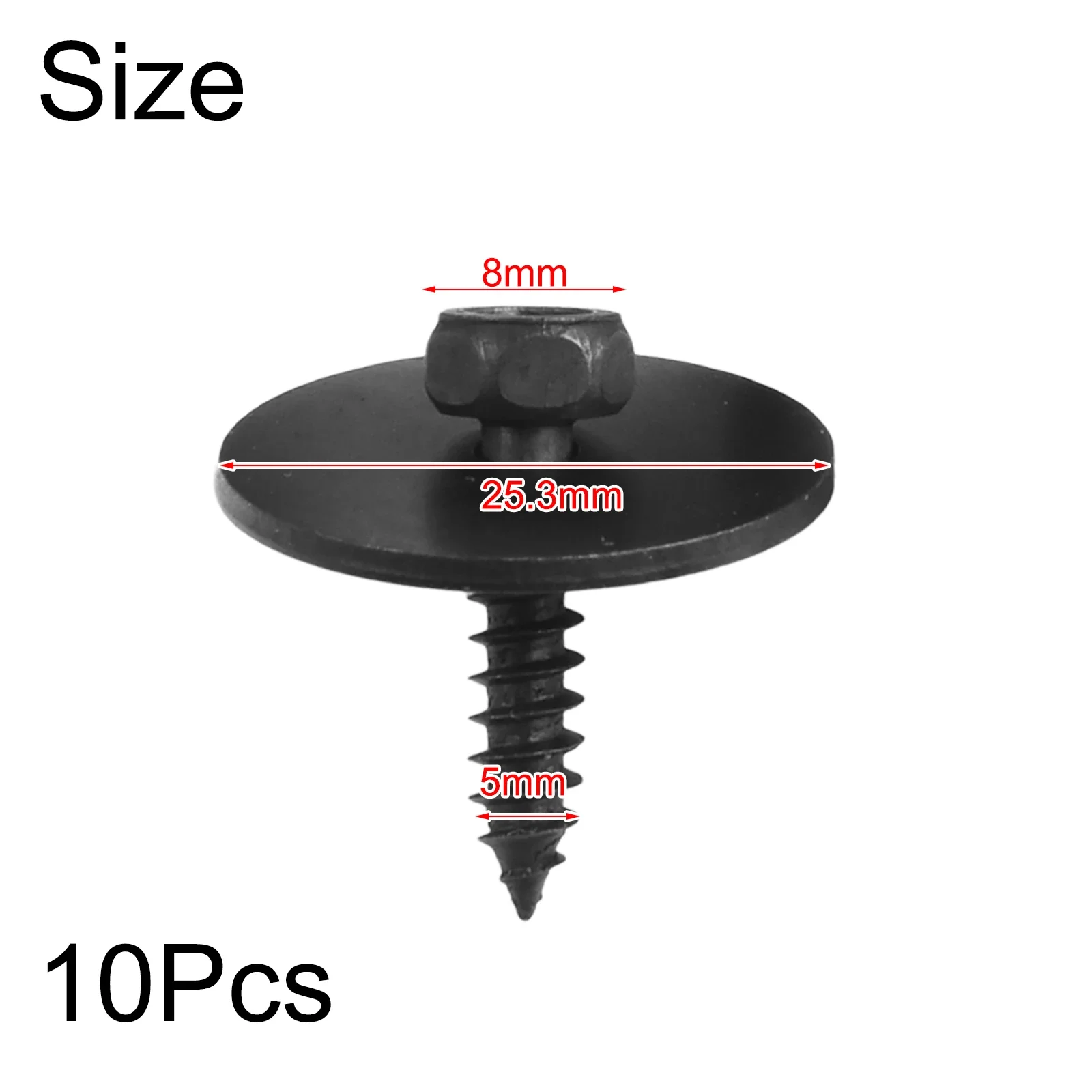 10Pcs 8mm Self Drilling Tapping Screw Hex Washer Head For BMW Self Tapping Bolt License Plate Screws Black 2019900536