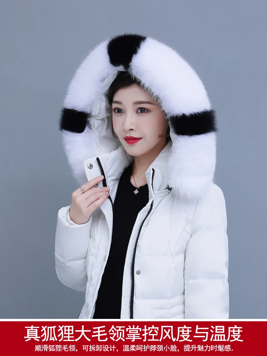 S-4XL Big Real Fox Fur Hooded Down Coats Women Winter 125cm Super Longer Thicker Warm Thicker Warm Parkas WY1117