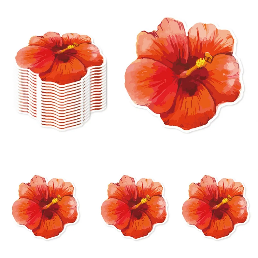 

25pcs Cartoon Disposable Placemats Set Eco-Friendly Vibrant Colors Cup Mat Paper Flowers Shaped Table Mats