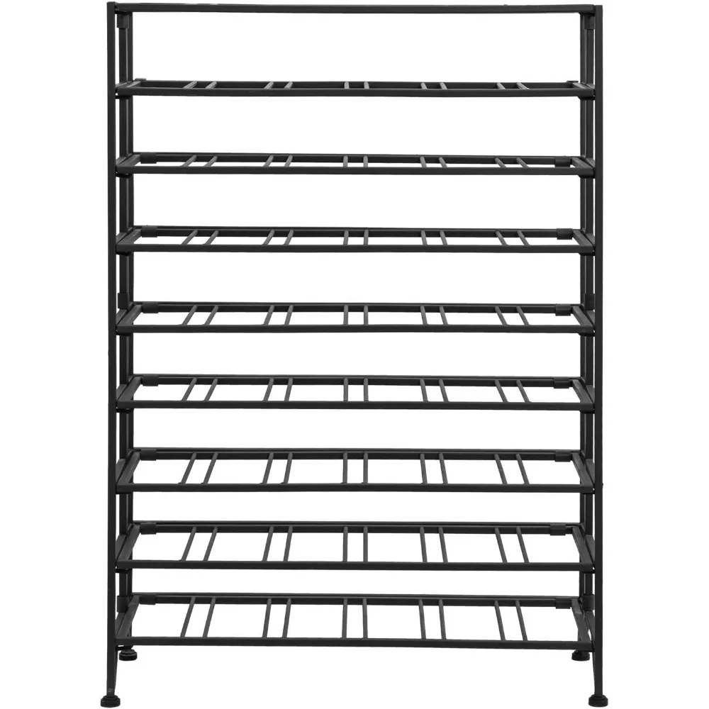 Gray Metal 9-Tier Freestanding Wine Rack, Holds 54 Bottles
