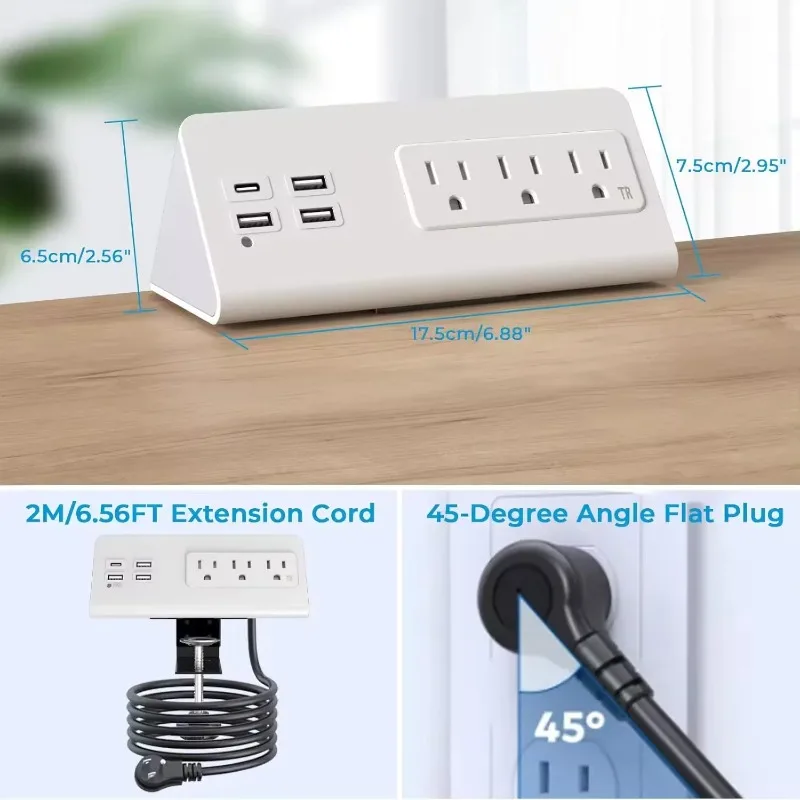 الولايات المتحدة قابس طاقة المشبك الجدول المقبس PD شحن سريع 20 واط مع 3 * USB 1 * منافذ سطح المكتب من النوع C للمكتب