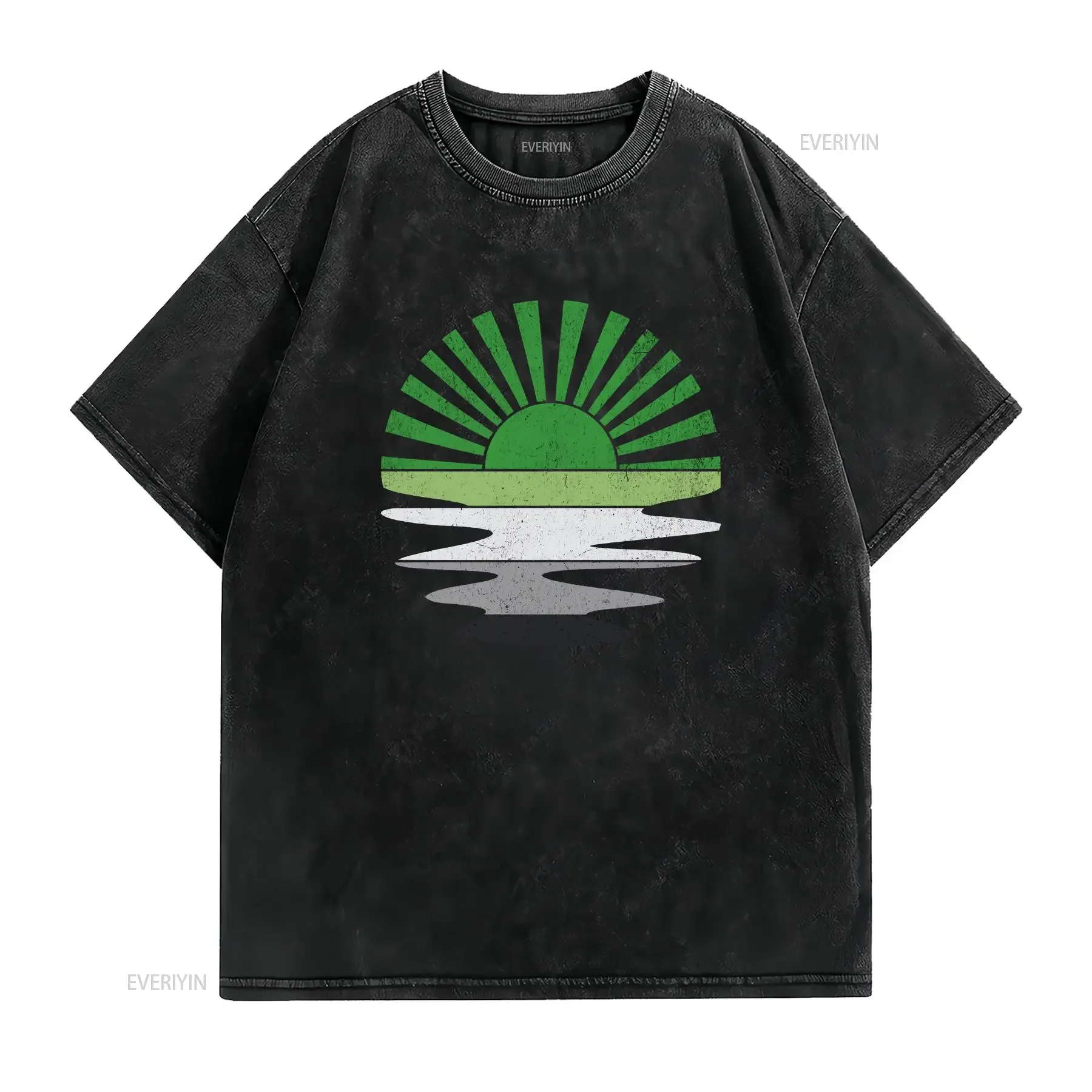 Subtle Aromantic T Shirt Aro Pride SunseT discreet Flag Colors Sunshine LGBTQIA Retro Vacation vintage Washed