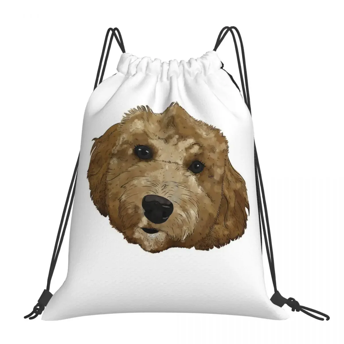 

Golden Doodle Pretzel Backpacks Casual Portable Drawstring Bags Drawstring Bundle Pocket Shoes Bag BookBag Man Woman Students