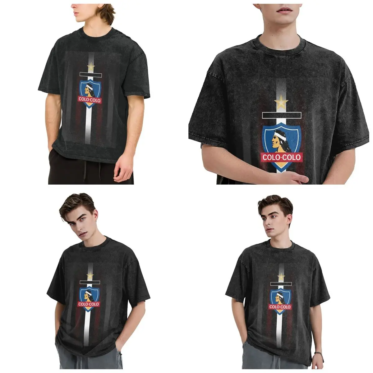 Golden Colo-Colo Campeon DE Chile Hip Hop Short Sleeve T-Shirts Washed Tops Tees Streetwear T Shirt Vintage for Men woman