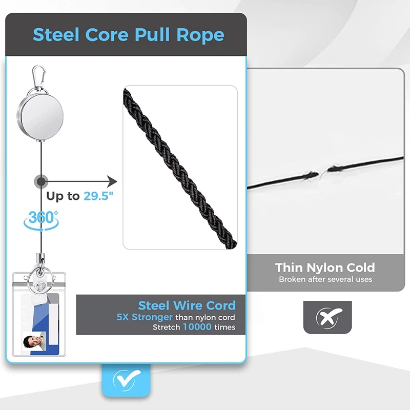 2 Pack 29.5Inch Badge Reels Holder Retractable Badge Holders For Nurse Badge Reel Retractable ID Holders