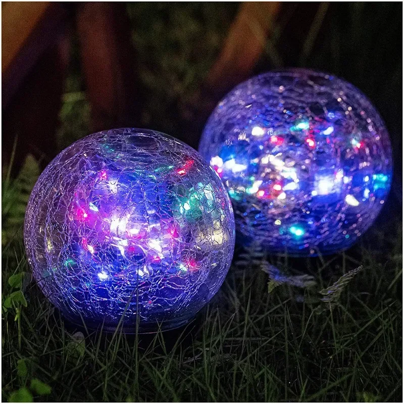 Cracked Glass Outdoor Waterproof LED Solar Garden Lights for Patio, Park, Yard, Walkway, Path, Holiday Decoration