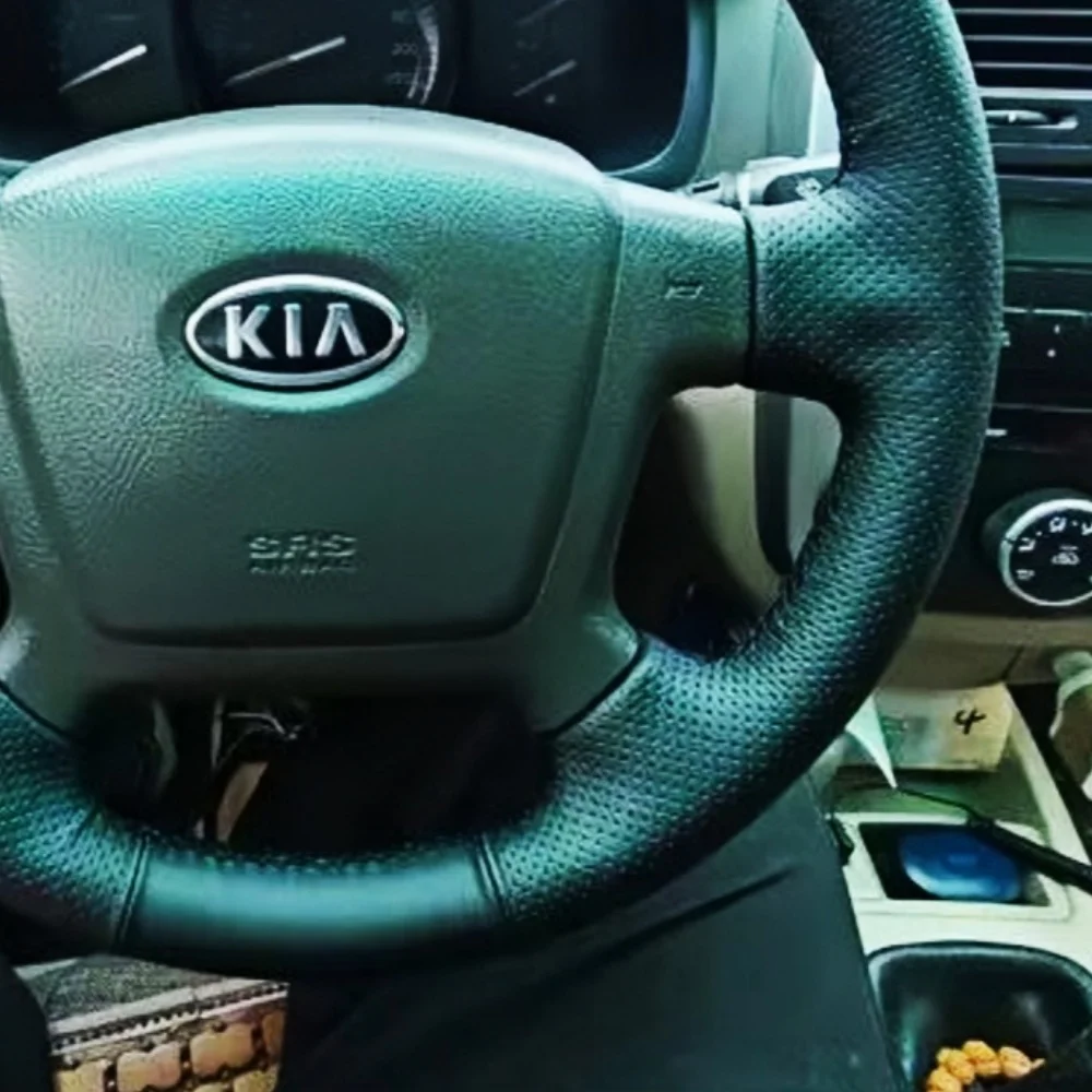 Customization Car Steering Wheel Cover Accessories Hand Sewing Microfiber Leather For Kia Carens 2007 2008 2009 2010 2011 ﻿