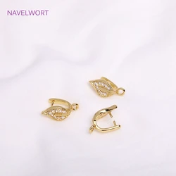18K Gold Plated Leaf Pinch Bail Earring Findings,Inlaid Zircon Clamp Pinch Clip Bail Hooks For DIY Jewelry Making Accessories