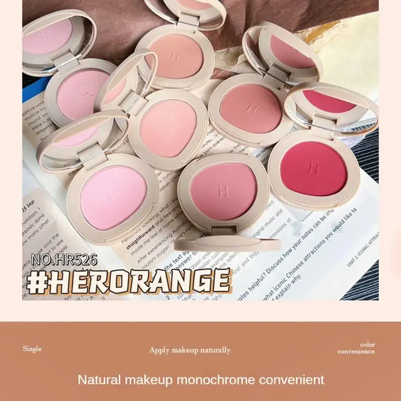 

Heallor 7 Colors Single Blush Palette Face Cream Concealer Foundation Powder Waterproof Lasting Face Rouge Powder Natural Peach