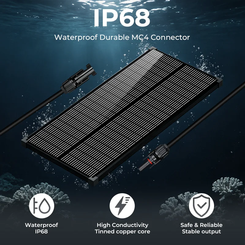 AeternaSol N-Type 18BB 100W 200W 400W 12V Solar Panel 25% Efficiency IP68 Waterproof RV Marine Off-Grid Solar Module