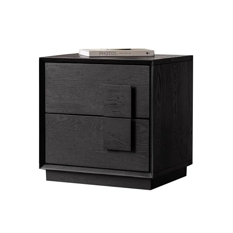 

Light luxury black bedside table Modern simple bedroom bedside storage cabinet Nordic designer