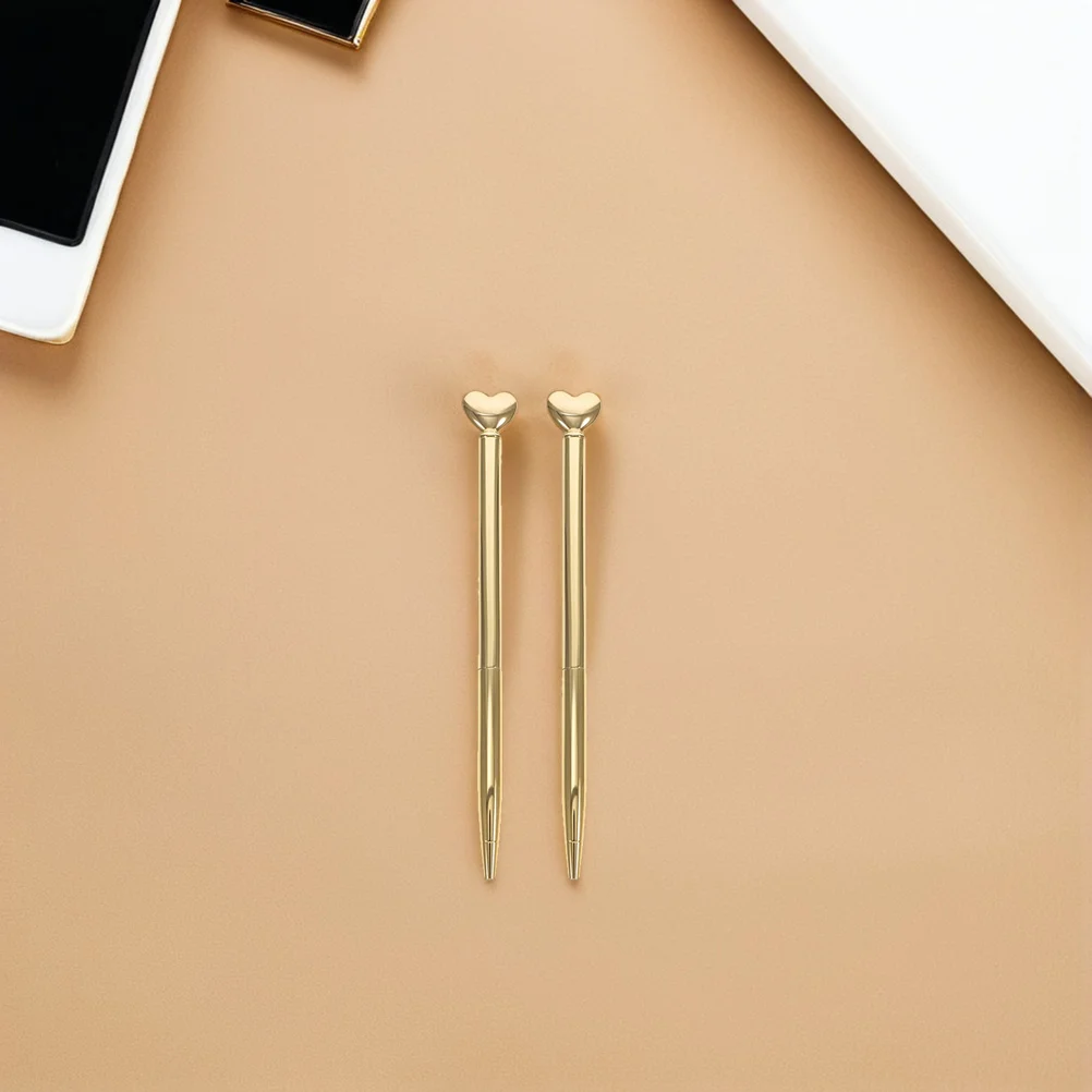 

10Pcs Heart Shaped Ballpoint Pens Retractable Metal Writing Tools Medium 1mm Blue Ink Valentine Bridal Shower Wedding Favors