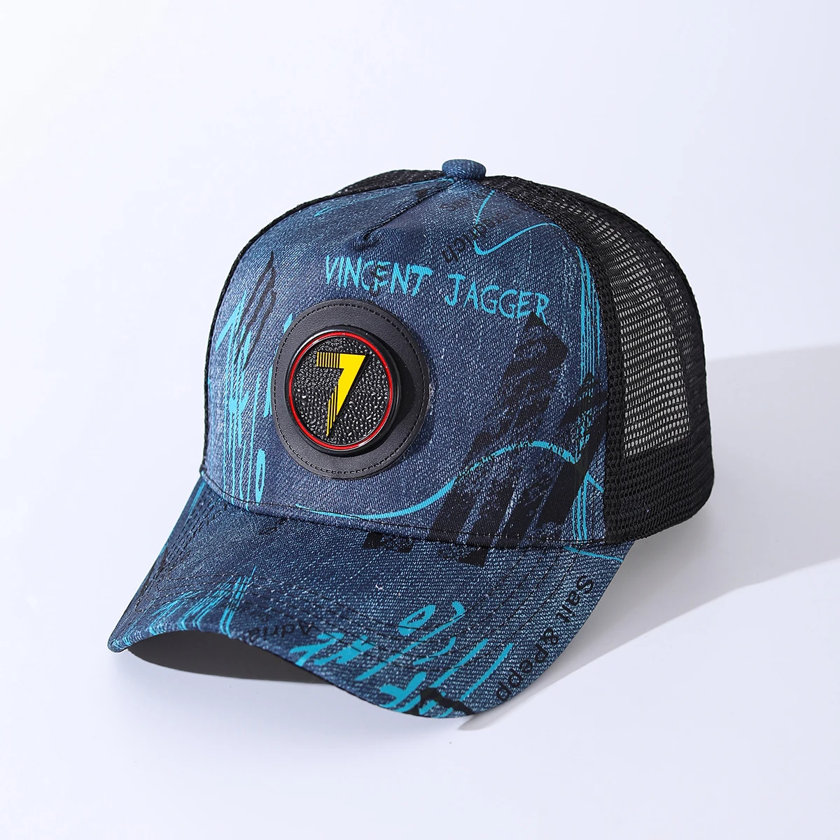 New summer baseball cap with number 7 logo, fashionable, casual, outdoor, breathable mesh cap, suitable for both men and women