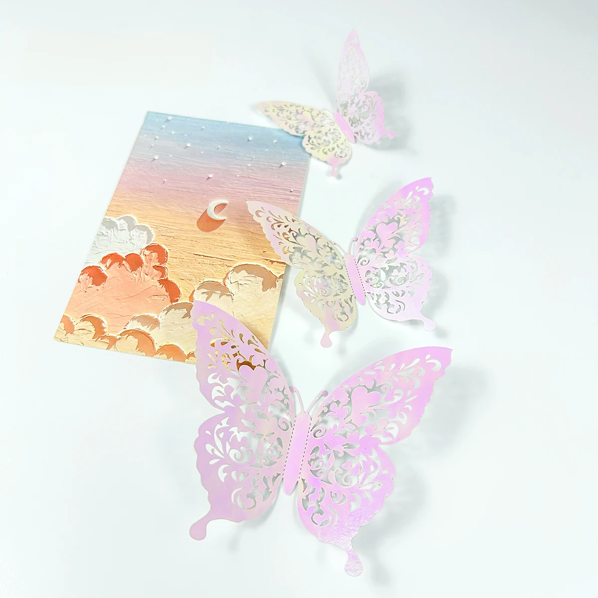 12pcs Gold Colorful Hollow Butterflies Wall Stickers for Kids Room Bedroom Wedding Decoration Kid Room Home Decor Accessories