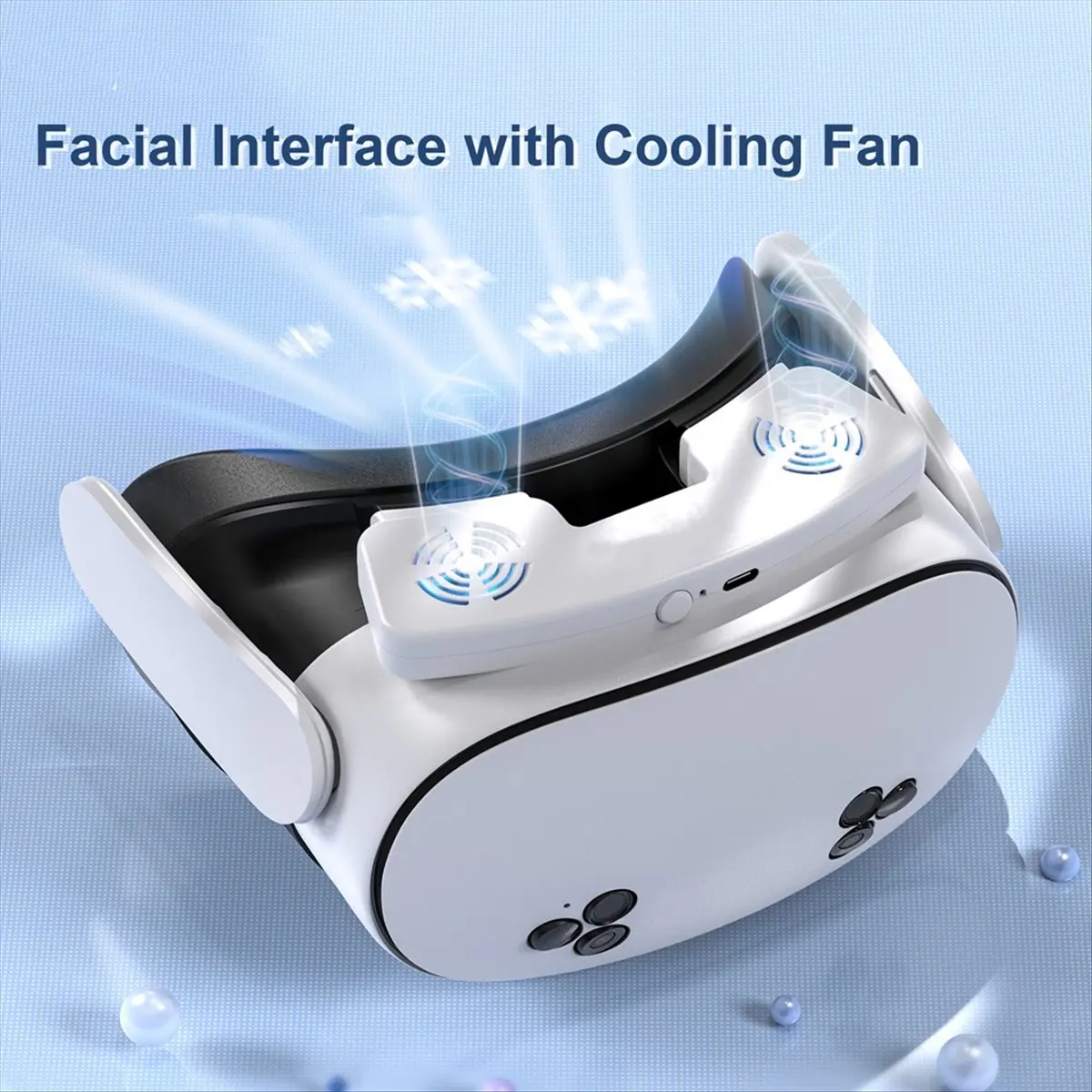 *A14E Face Cover Pad with Cooling Fan Facial Interface with Cooling Fan with PU Face Cushion Pad for Meta Quest 3S