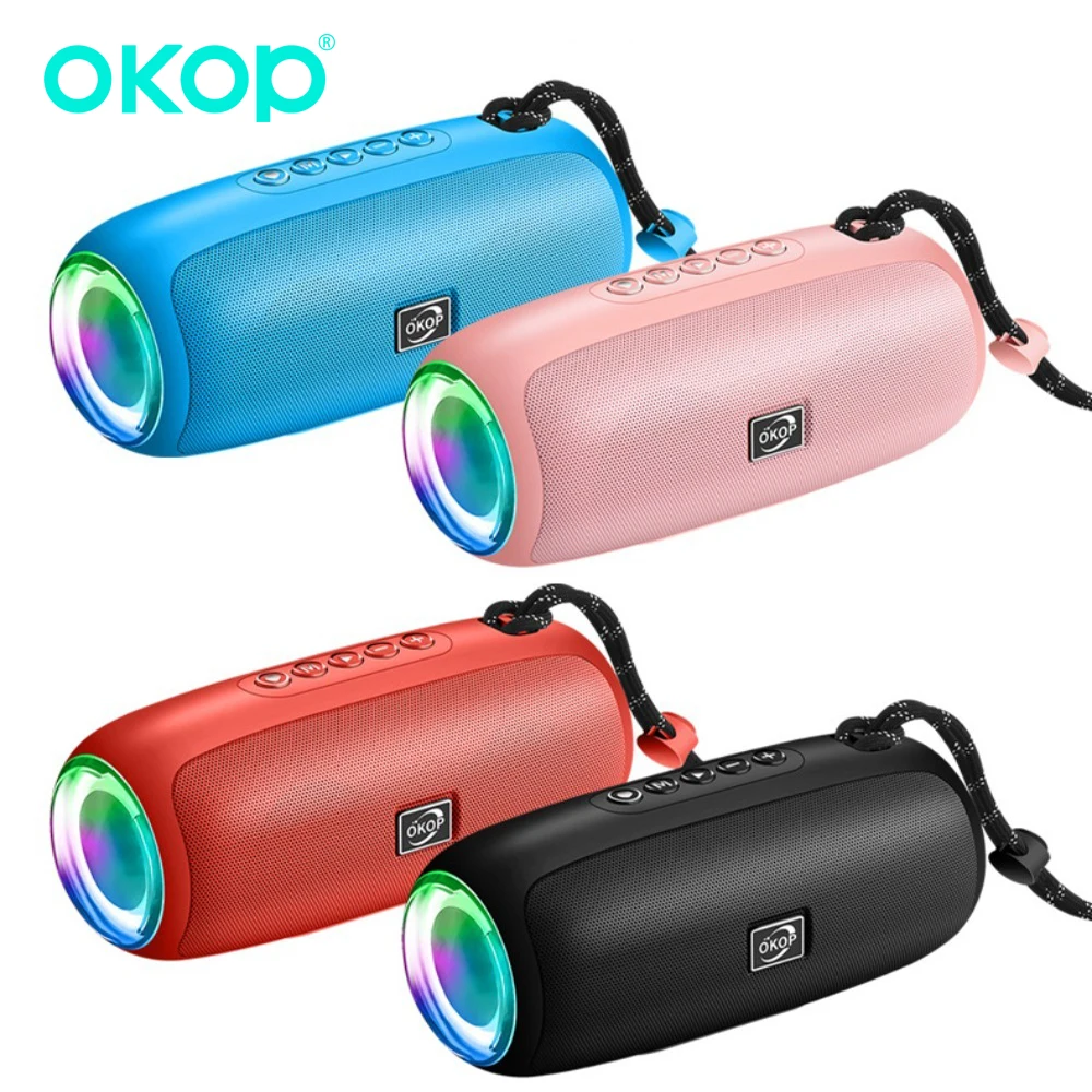 

OKOP Bluetooth Mini Speakers,Outdoor Portable Lanyard Audio,Sports Waterproof Portable RGB Light,Card,USB,FM,TWS,LED Subwoofer