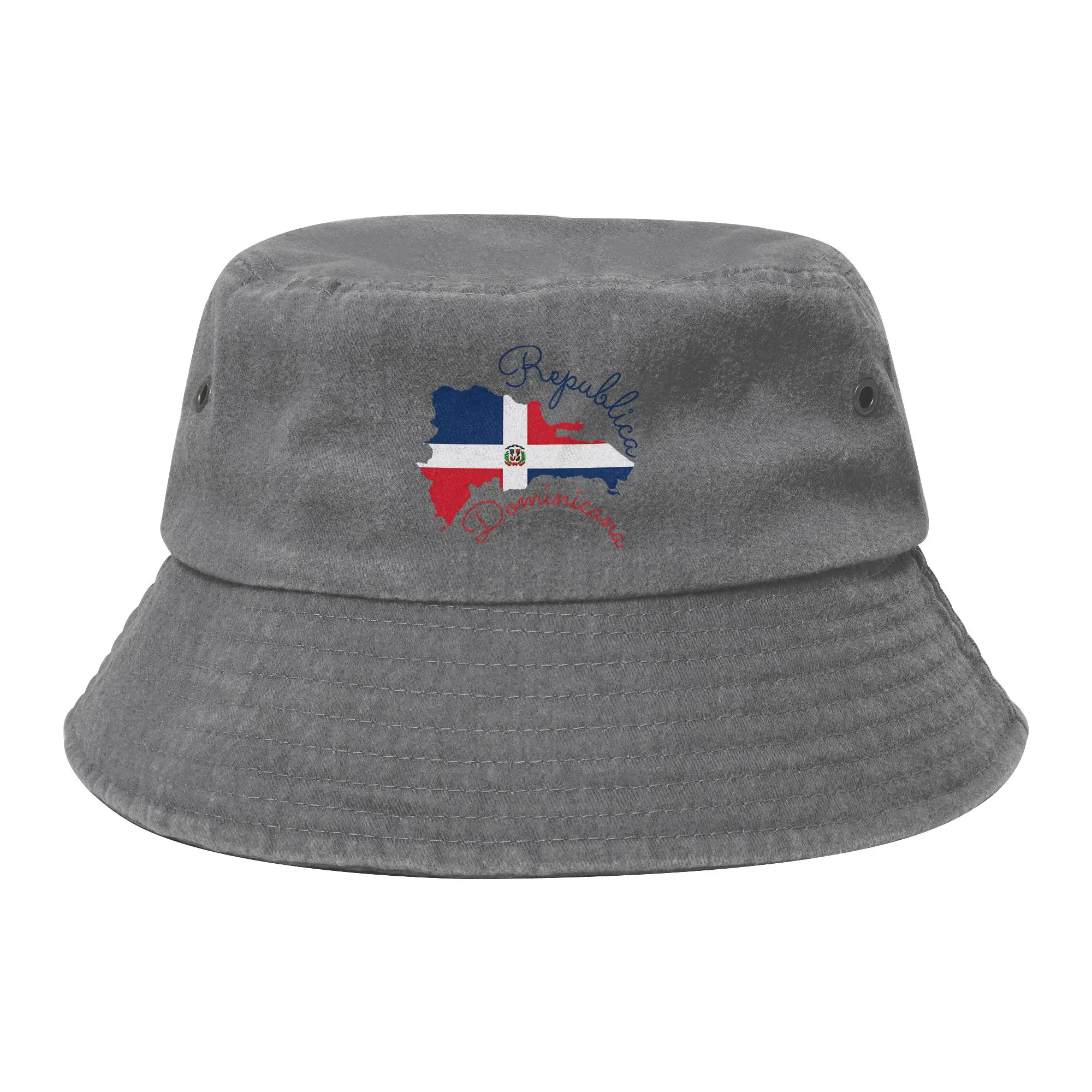 Dominican Republic Flag Bucket Hats Men Women Outdoor Sports  Distressed Denim Fishing Caps Vocation Getaway Headwear Panama Hat