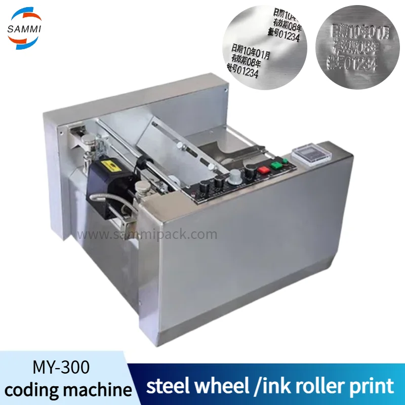 Máquina automática de marcação de carimbo, data de aço inoxidável, máquina de estampagem de fonte, máquina de codificação de caixa, impressora de codificação