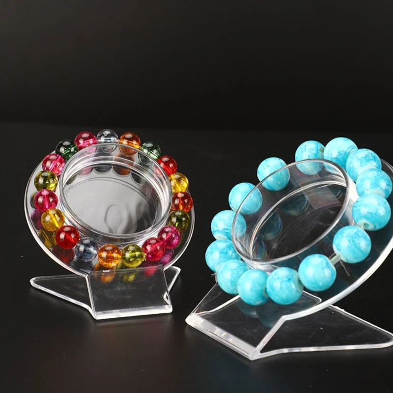 Simple Circular Stable Hard Transparent Acrylic Bracelet Display Rack Jewelry Packaging Jade Stand Crystal Agate Organizer Props