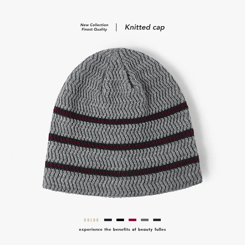 

Women's Beanie Caps Winter Color Blocked Cap Plush Thick men's Knitted Hat Warm Brimless Cold Hats Woolen Hat 4m628