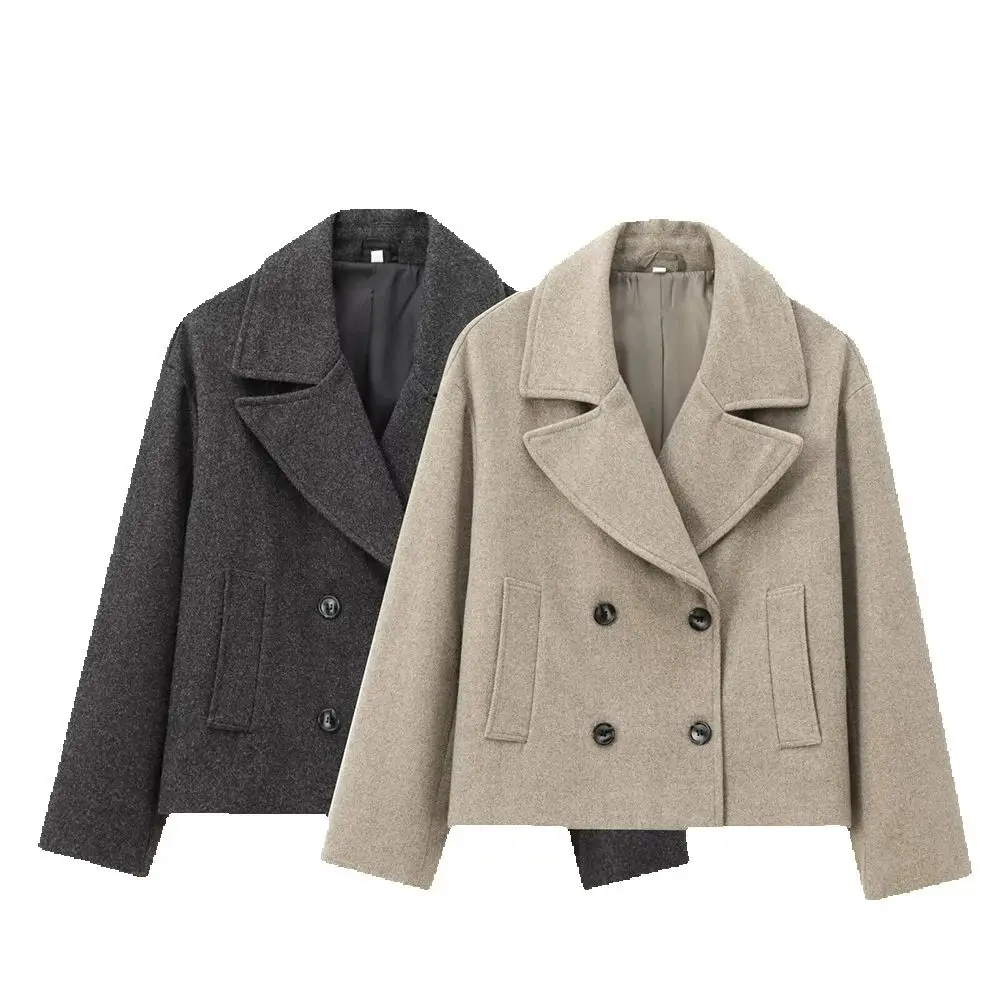 

New autumn and winter women's clothing commuting temperament double lapel long sleeved jacket, coat jacket