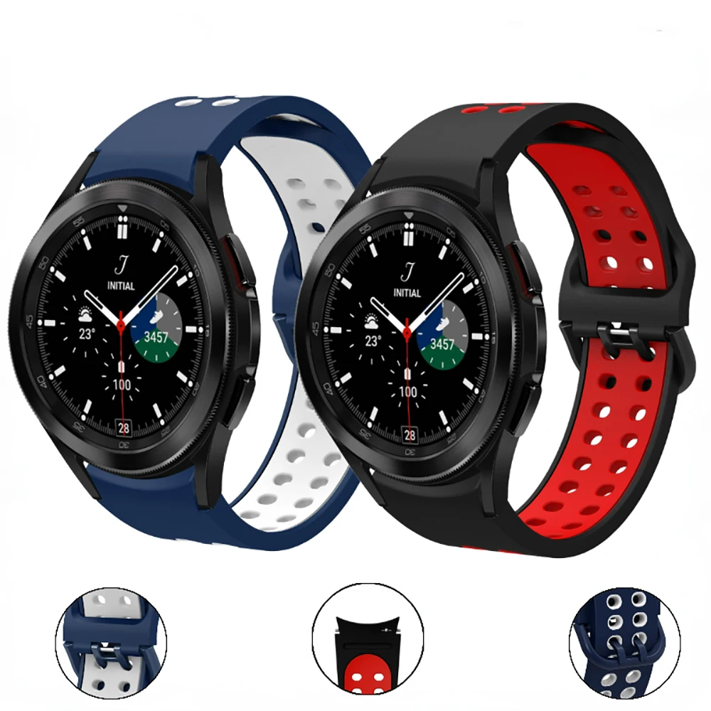 Silicone Strap For Samsung Galaxy Watch 4/5/6/7 40mm 44mm/5pro 45mm/Classic 47mm 43mm 46mm 42mm Double buckle Bracelet Wristband