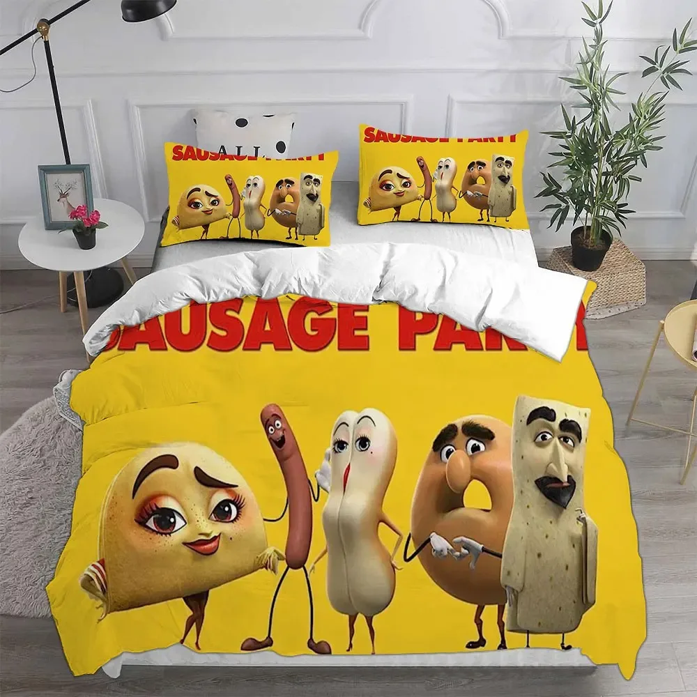 Sausage Party Bedding Sets Comforter Quilt Bed Cover Duvet Cover Pillow Case 2-3 Pieces Sets Kids Adult Size