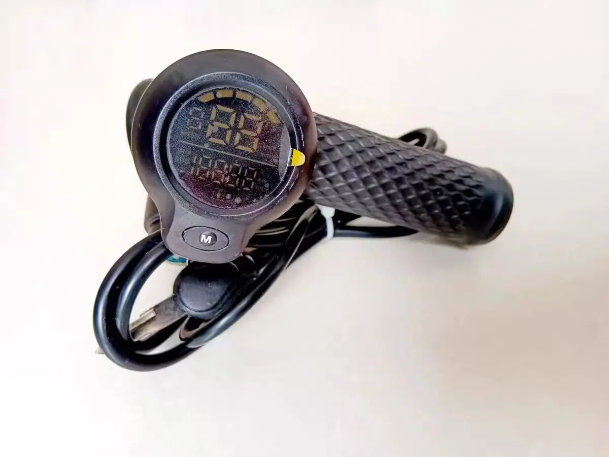 Twist Throttle with Speed LCD Display Switch, Handlebar Grips for Electric Bicycle, E-Scooter, 24V, 36V, 48V, 60V