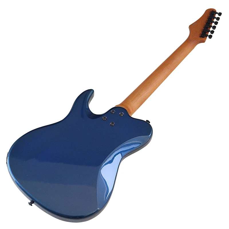 6 Strings Electric Guitar Metaillc Blue Solid Okoume Body 39 Inch High Glossy Guitar With Canada Maple In Stock