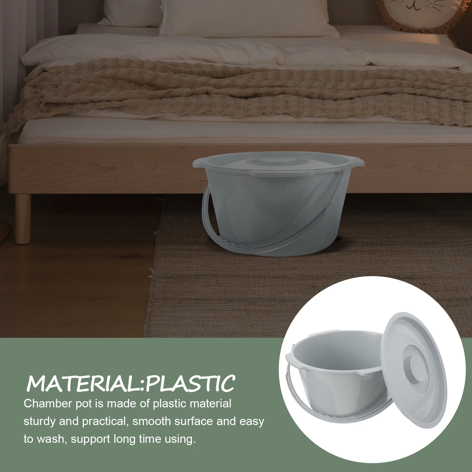 

Plastic Potty Pot with Lid Chamber Pot for Bedroom Portable Urinal for Seniors Bedside Toilet Urine Container