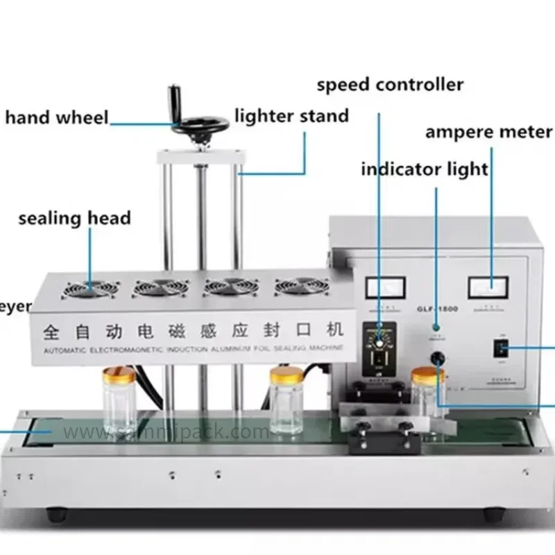 Máquina de selagem por indução contínua de 60-120MM Selador automático de folha de alumínio para tampa de garrafa