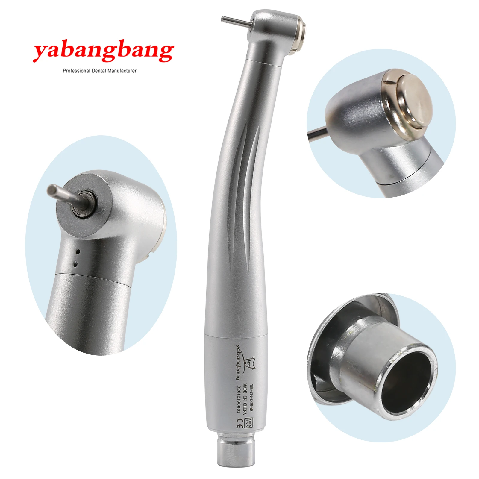 YABANGBANG Dental Fast Speed Turbine Handpiece Standard Head Single Water Spray Push Button Chuck Fit NSK 4 /2 Hole Coupling