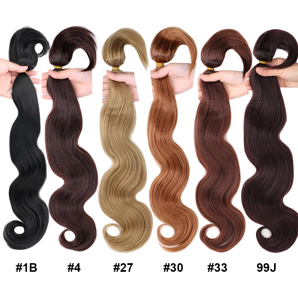 Rambut Sintetis Body Wave 18 inci, Bundel Rambut Model Curtain Serpentine untuk Wanita Kulit Hitam, Tahan Panas Tinggi, Warna Hitam Alami, untuk Penggunaan Sehari-hari