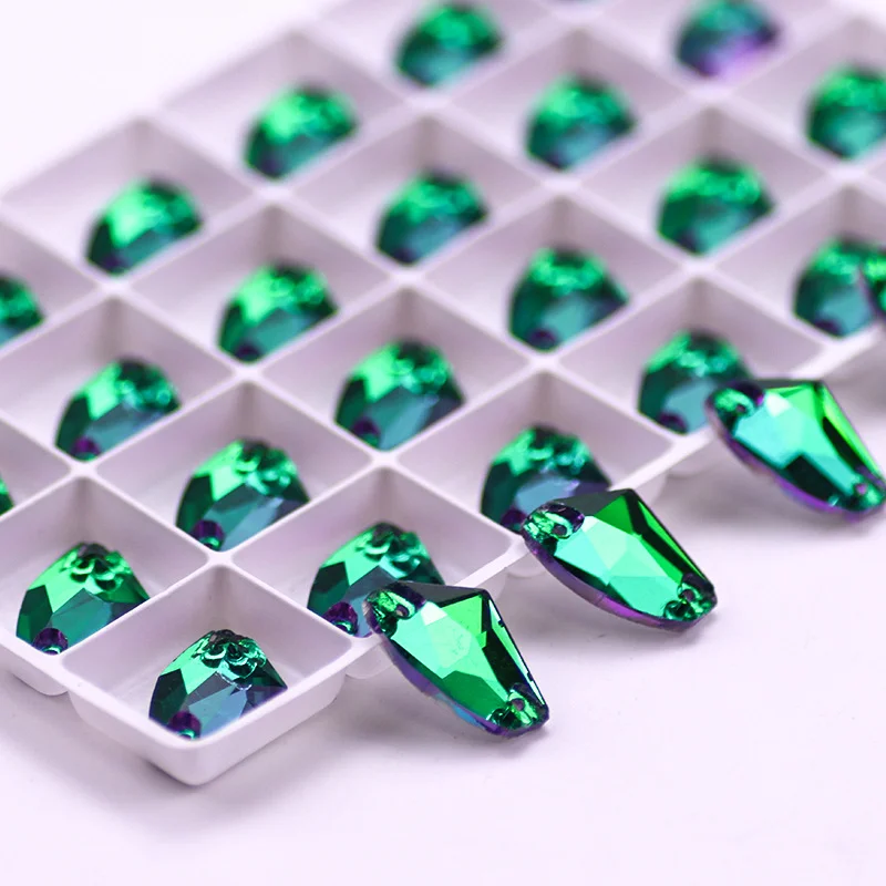 

Green Volcano Axe Shape Sew On Rhinestones стразы пришивные Glitter Sewing Crystal Strass for DIY Crafts Phones
