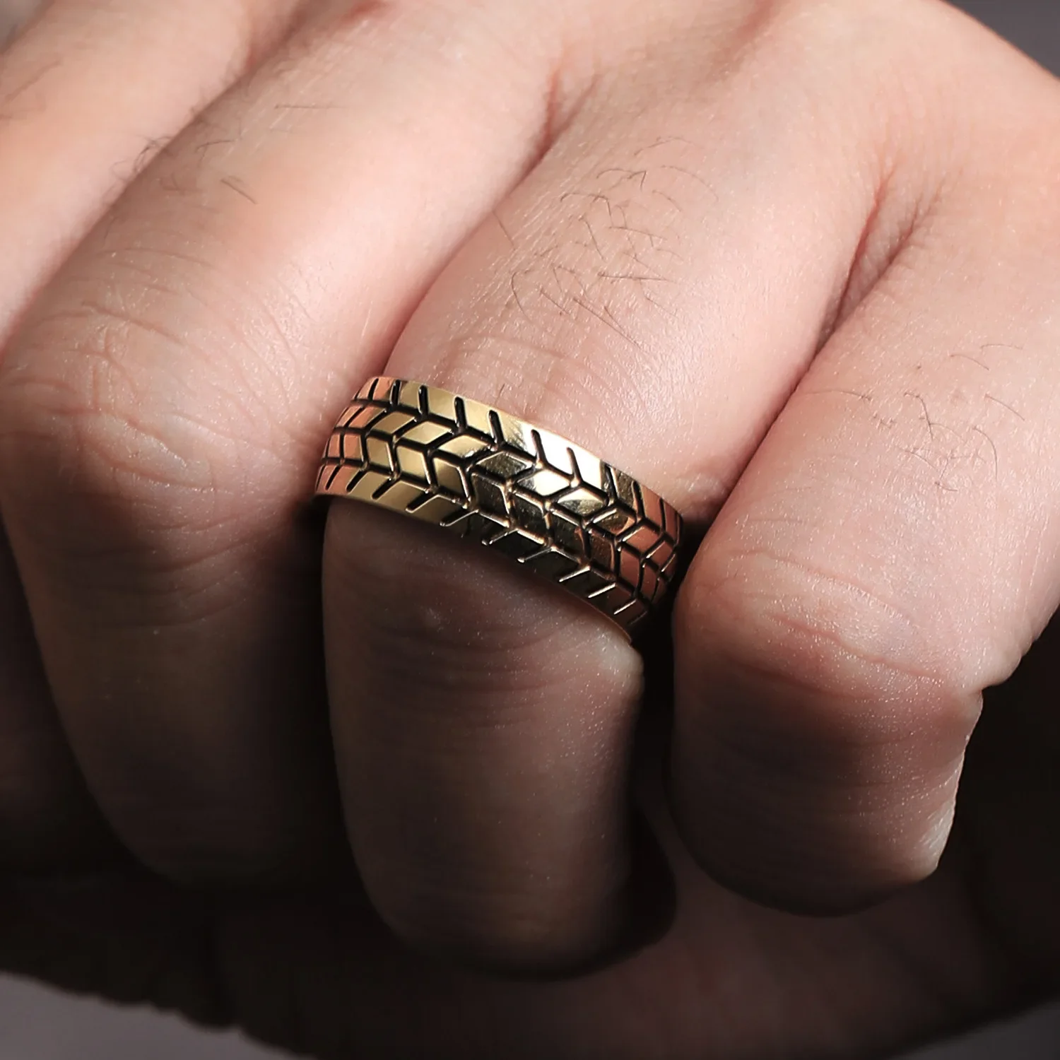 

Stainless Steel Ring Personalized Gold Tire Men's Rings Sizes 6-12